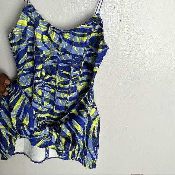 PrettyLittleThing Blue Zebra Print Strappy Corset Bodycon Dress - Picture 13 of 16